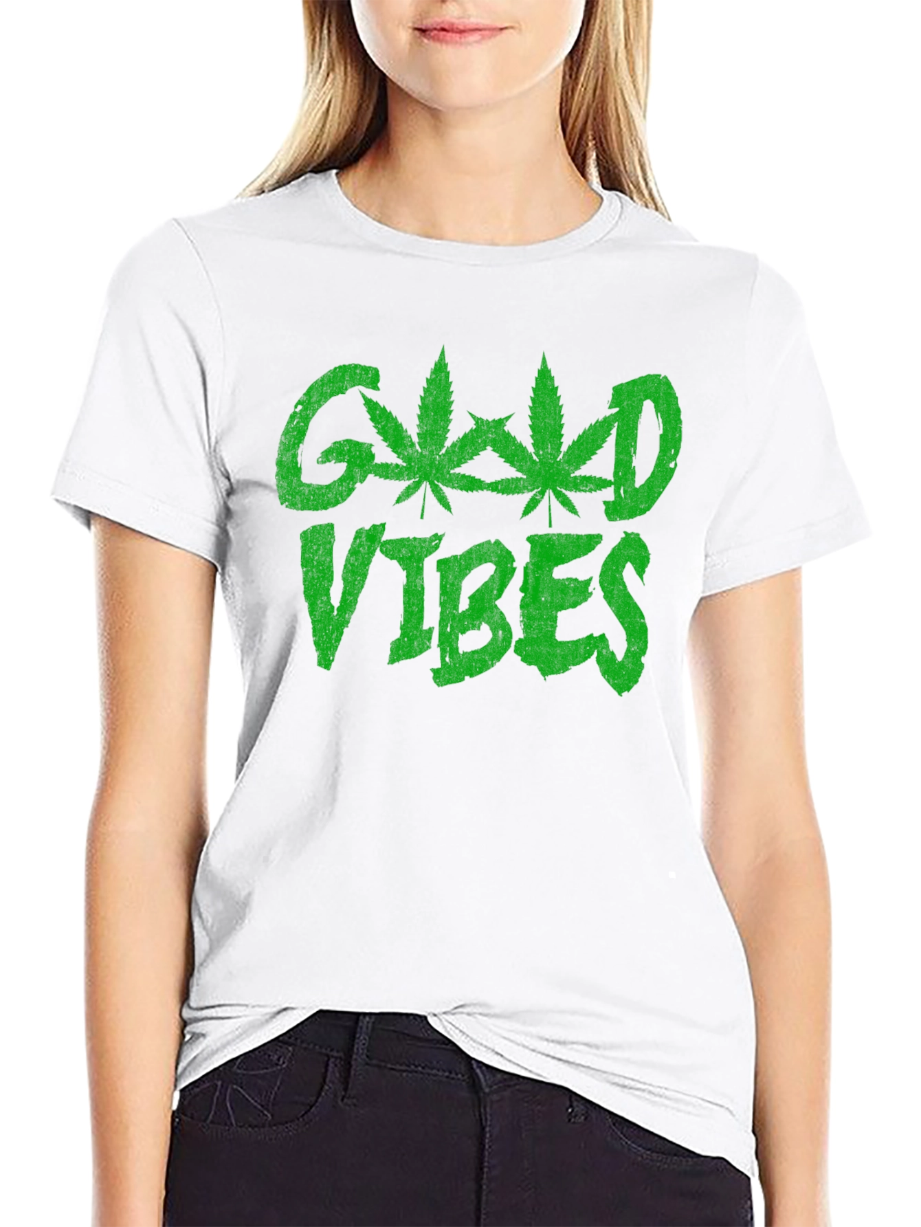 Good Vibes T-Shirt - Marijuana Leaf Design