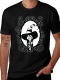 Witch Cartoon Graphic Black T-Shirt