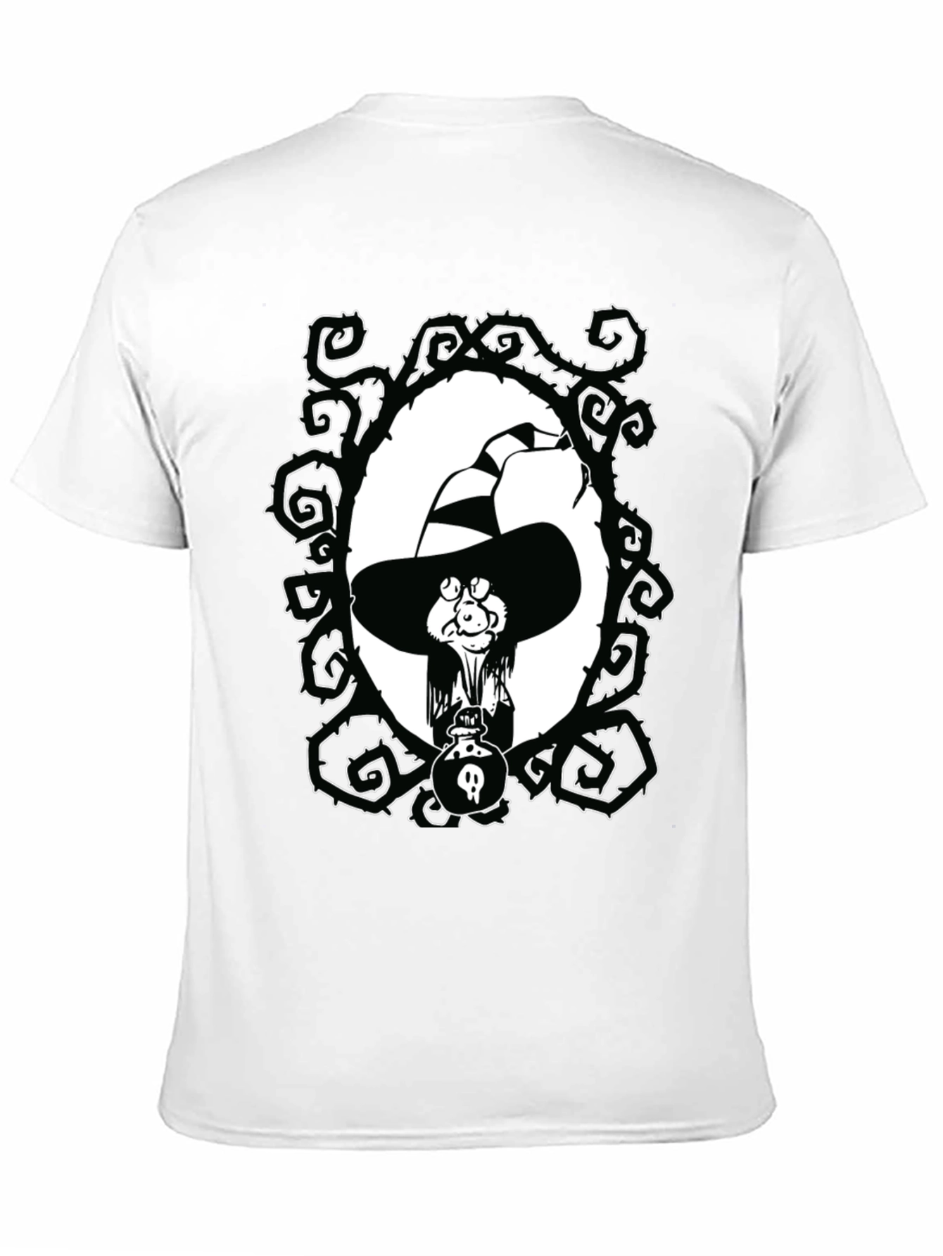 Witch Cartoon Graphic Black T-Shirt