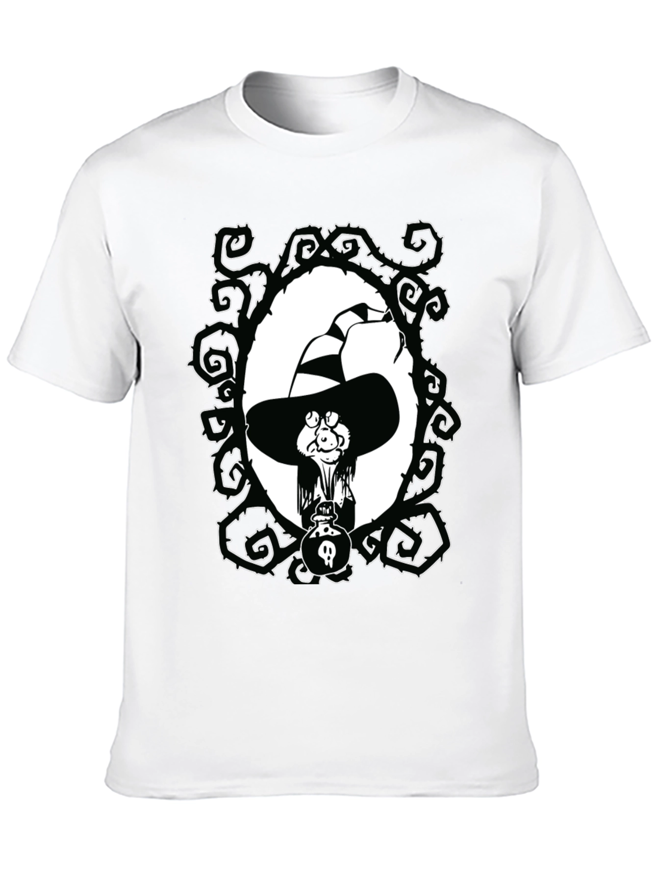 Witch Cartoon Graphic Black T-Shirt