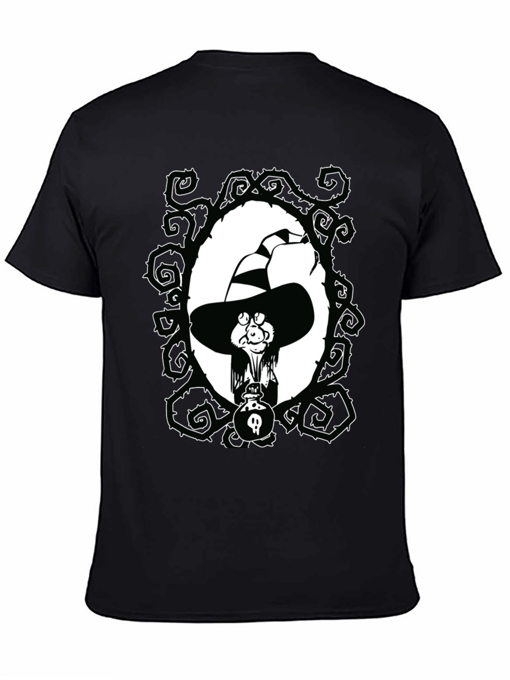 Witch Cartoon Graphic Black T-Shirt
