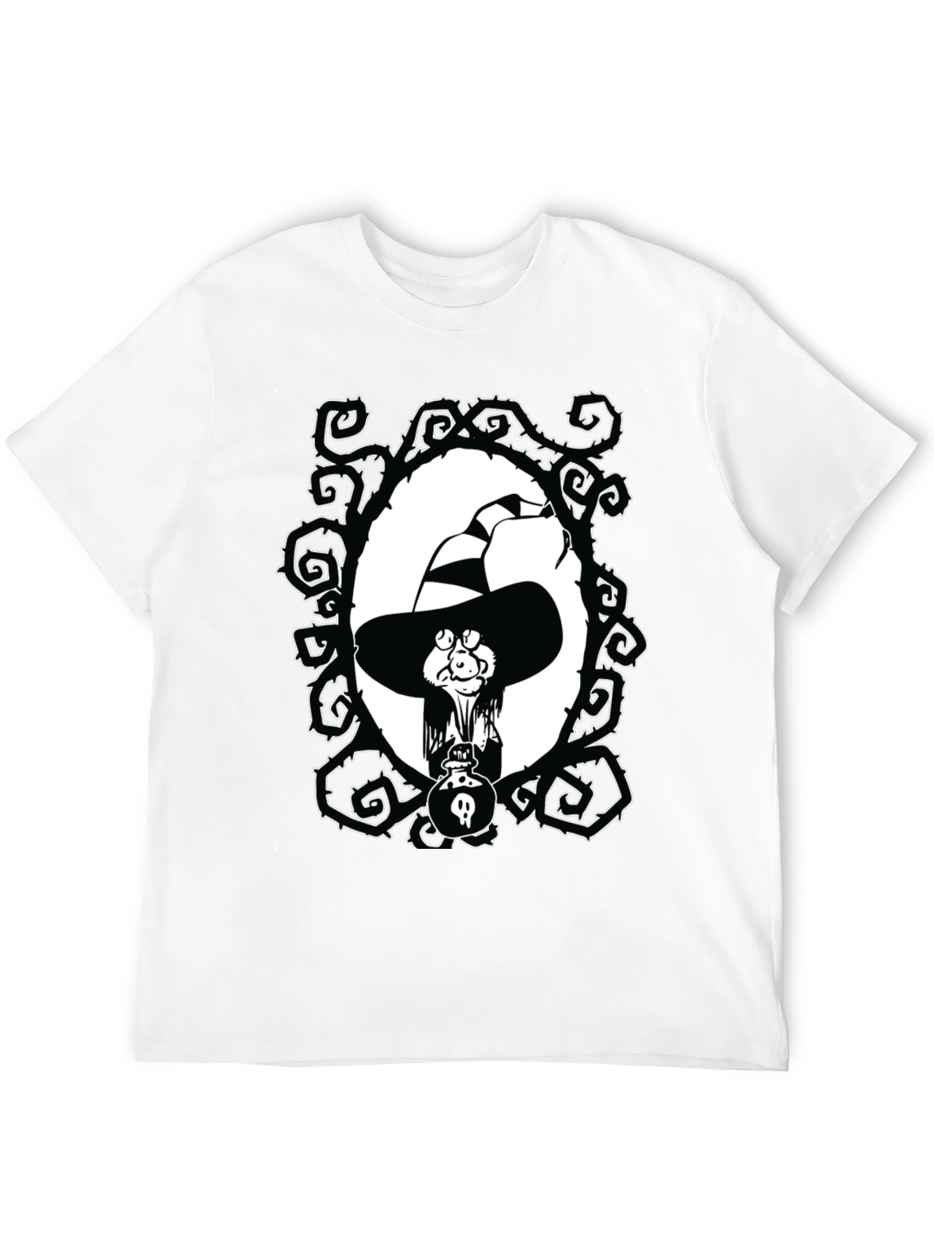 Witch Cartoon Graphic Black T-Shirt