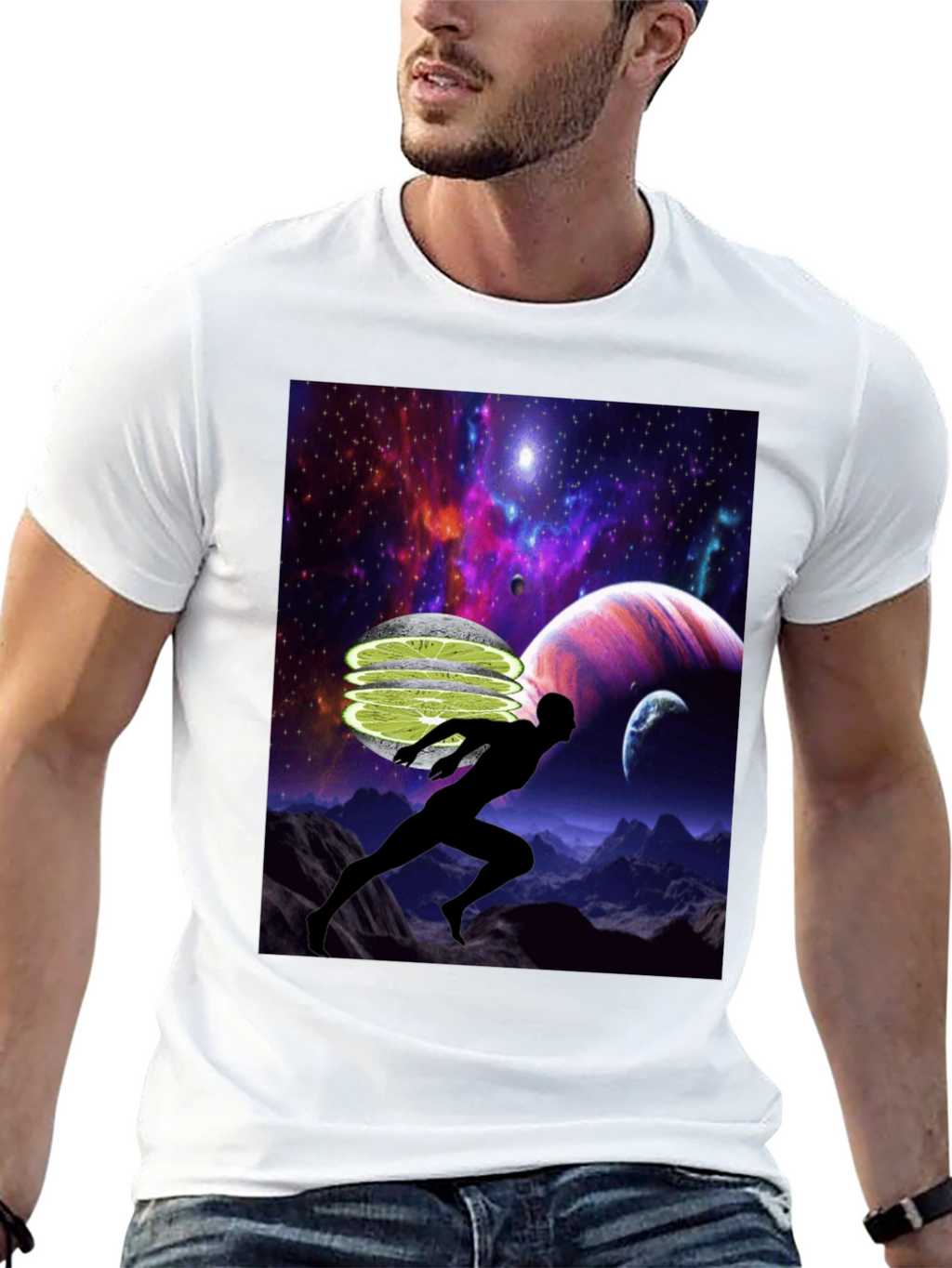 Cosmic Runner Graphic T-Shirt - Black