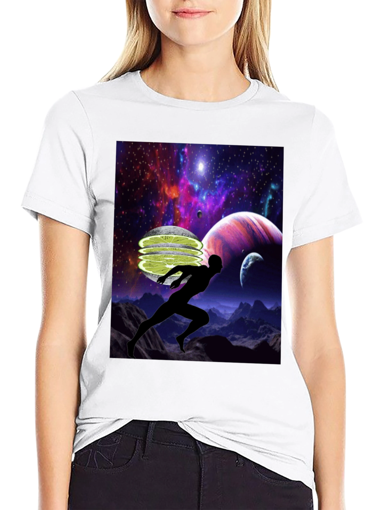 Cosmic Runner Graphic T-Shirt - Black