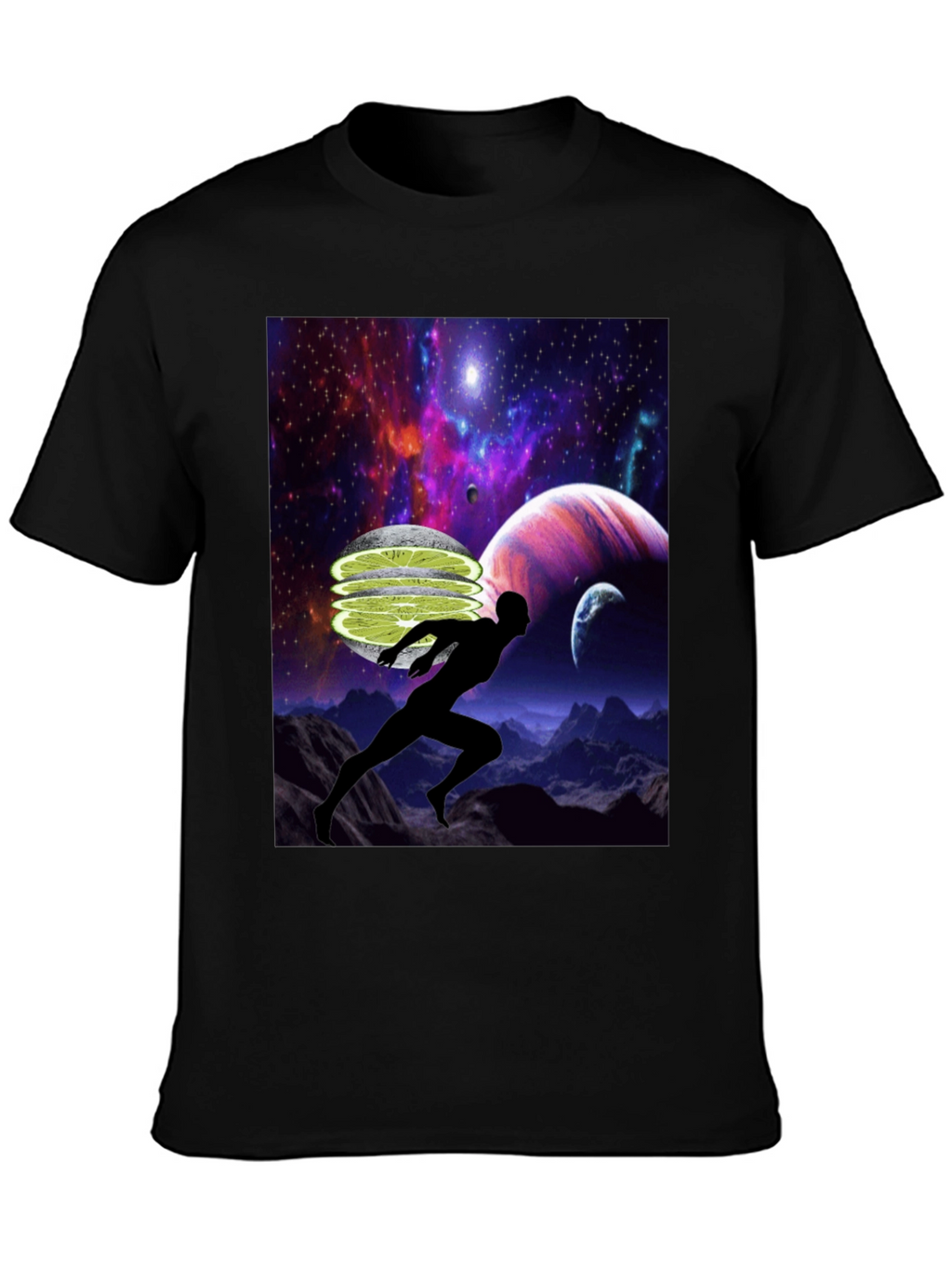 Cosmic Runner Graphic T-Shirt - Black