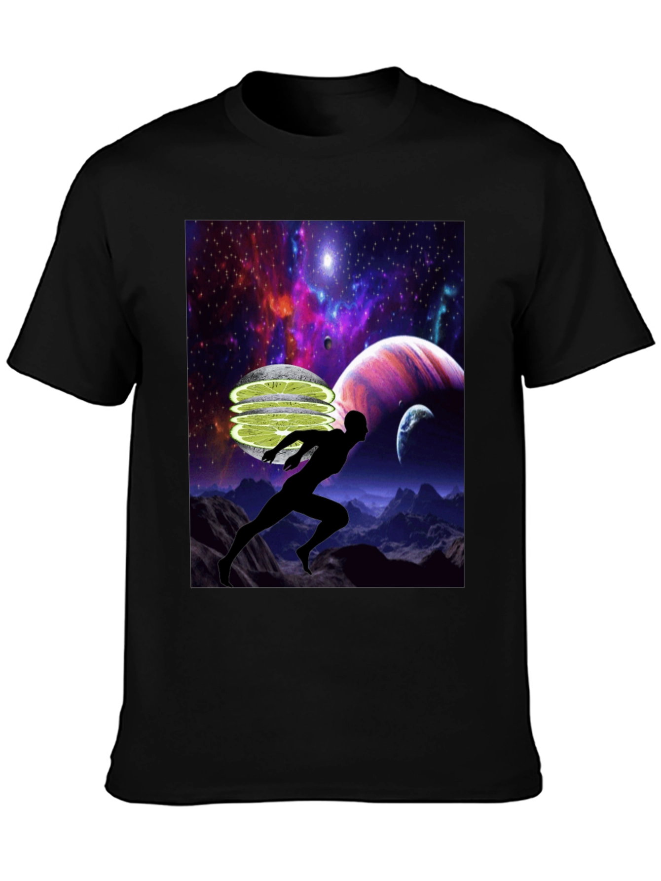 Cosmic Runner Graphic T-Shirt - Black