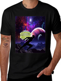 Cosmic Runner Graphic T-Shirt - Black