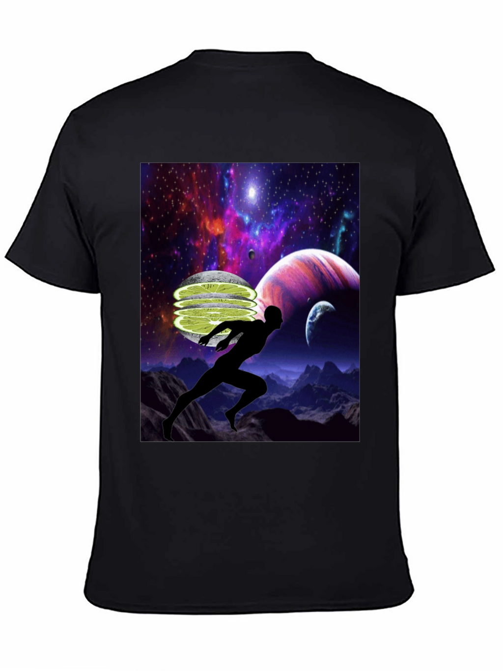 Cosmic Runner Graphic T-Shirt - Black