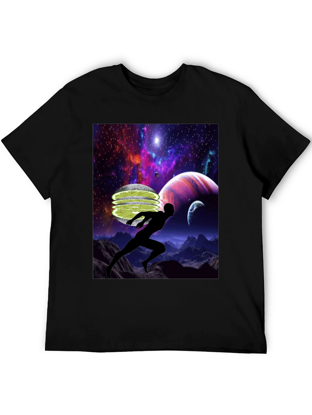 Cosmic Runner Graphic T-Shirt - Black