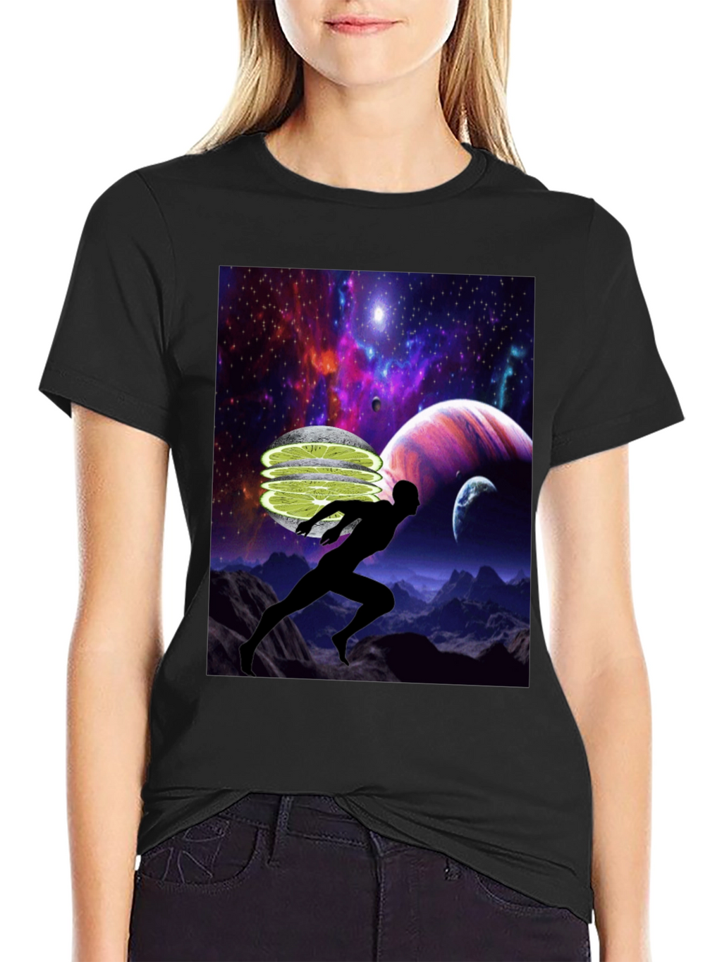 Cosmic Runner Graphic T-Shirt - Black
