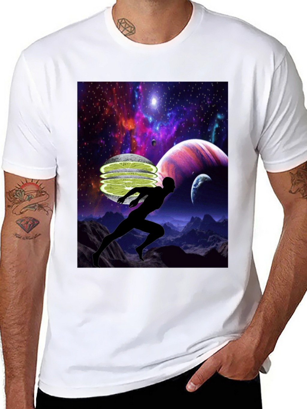 Cosmic Runner Graphic T-Shirt - Black