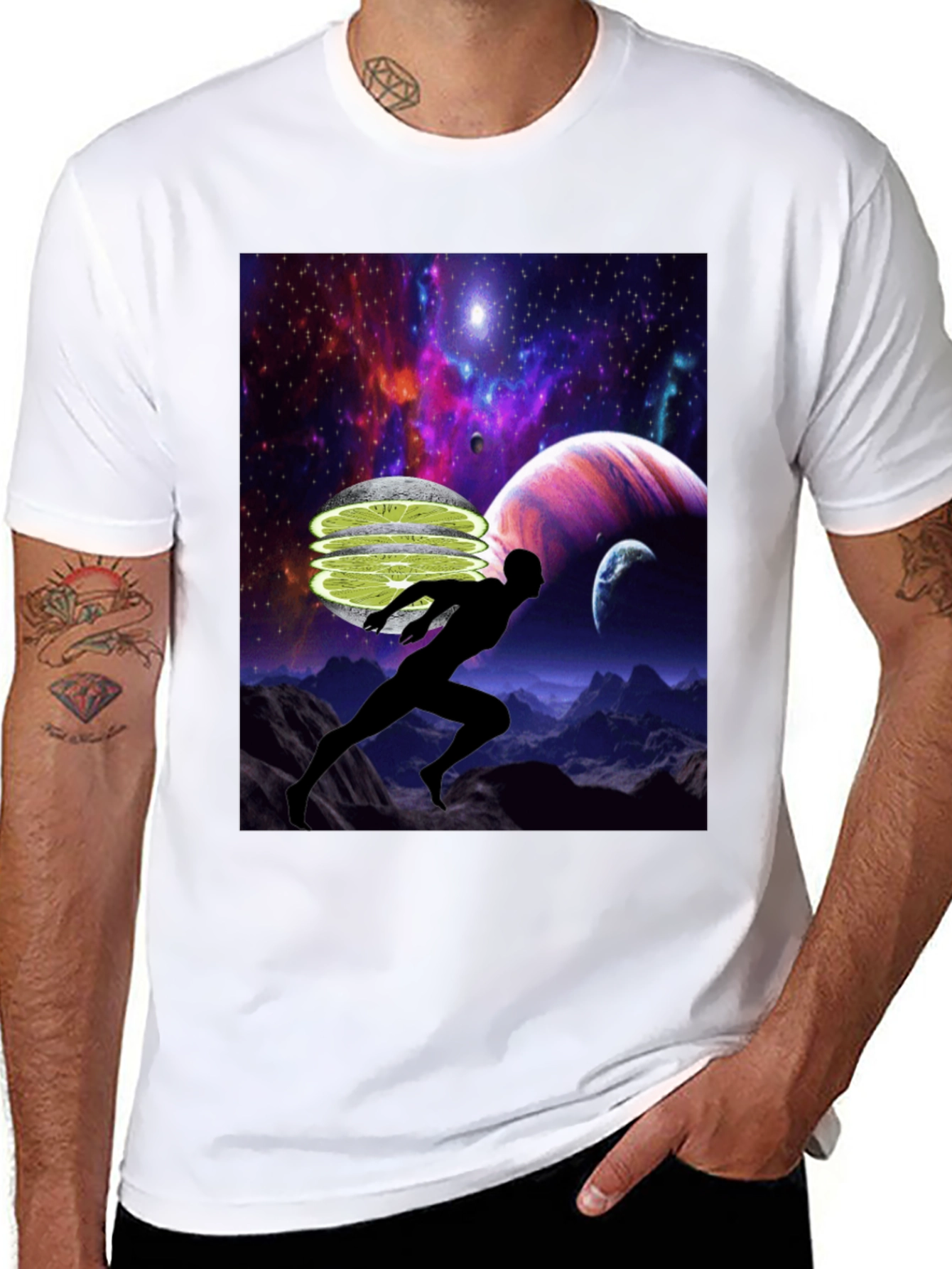 Cosmic Runner Graphic T-Shirt - Black