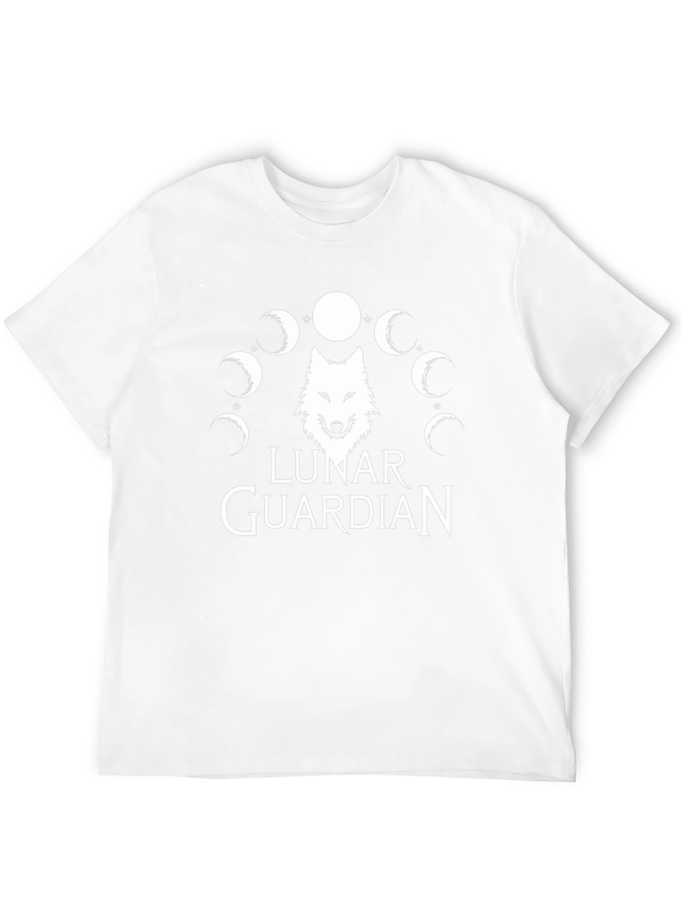 Lunar Guardian Wolf T-Shirt - Moon Phase Design