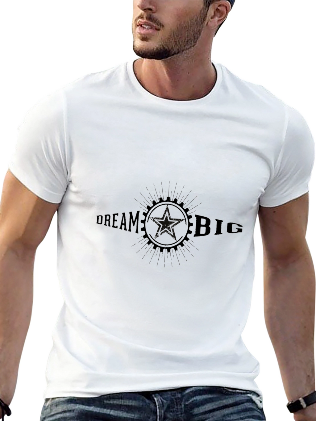 Dream Big Graphic Tee - Black Cotton T-Shirt