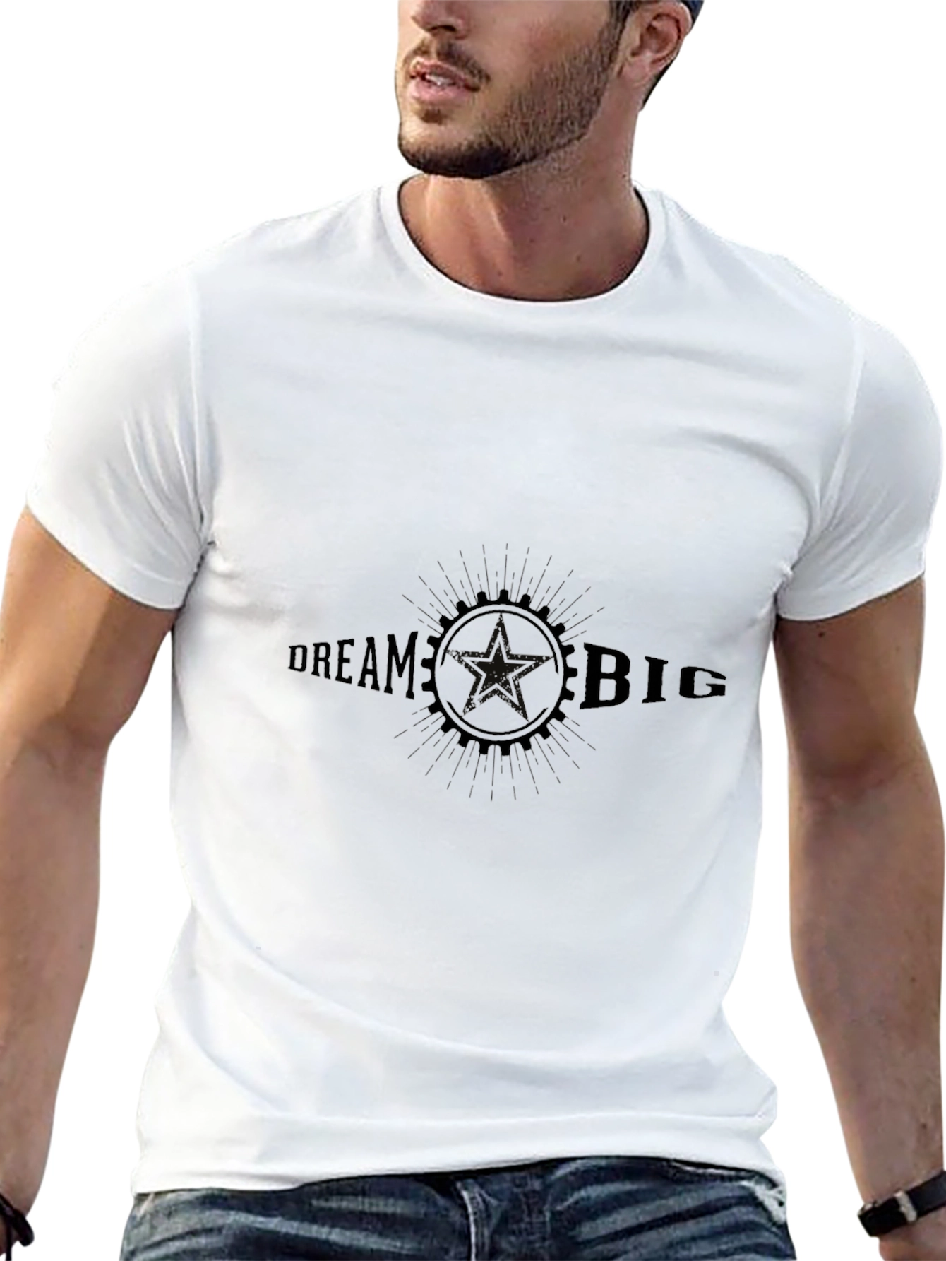 Dream Big Graphic Tee - Black Cotton T-Shirt