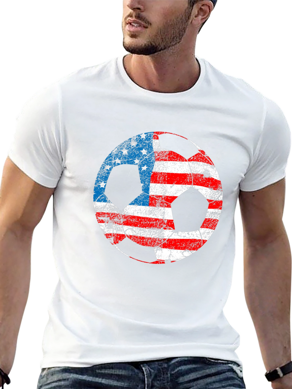 USA Flag Soccer Ball Graphic T-Shirt