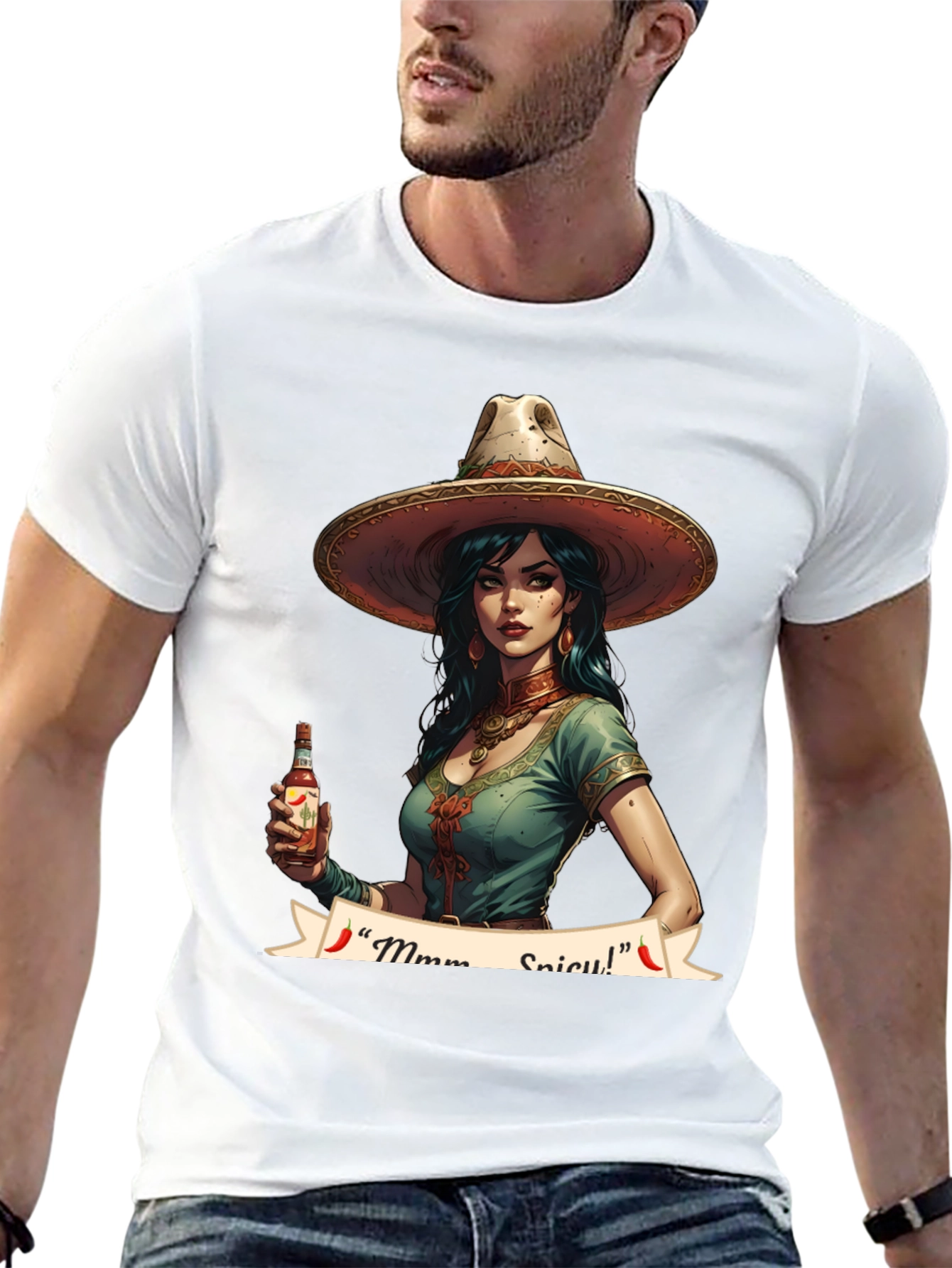Spicy Senorita Graphic Tee - Black Cotton T-Shirt