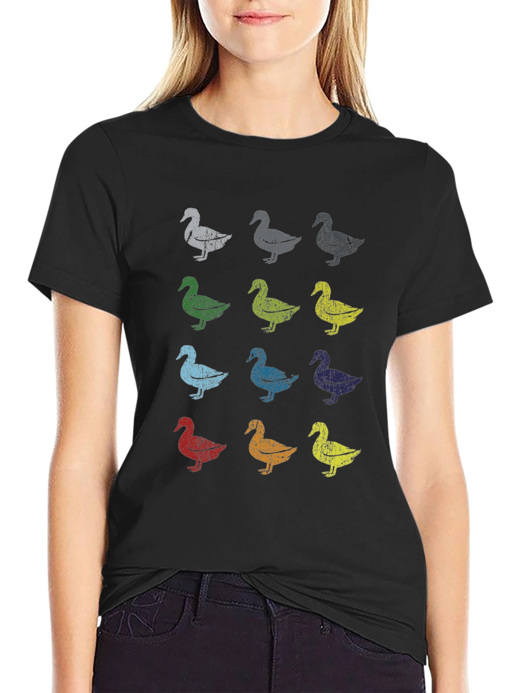 Retro Duck Pattern T-Shirt