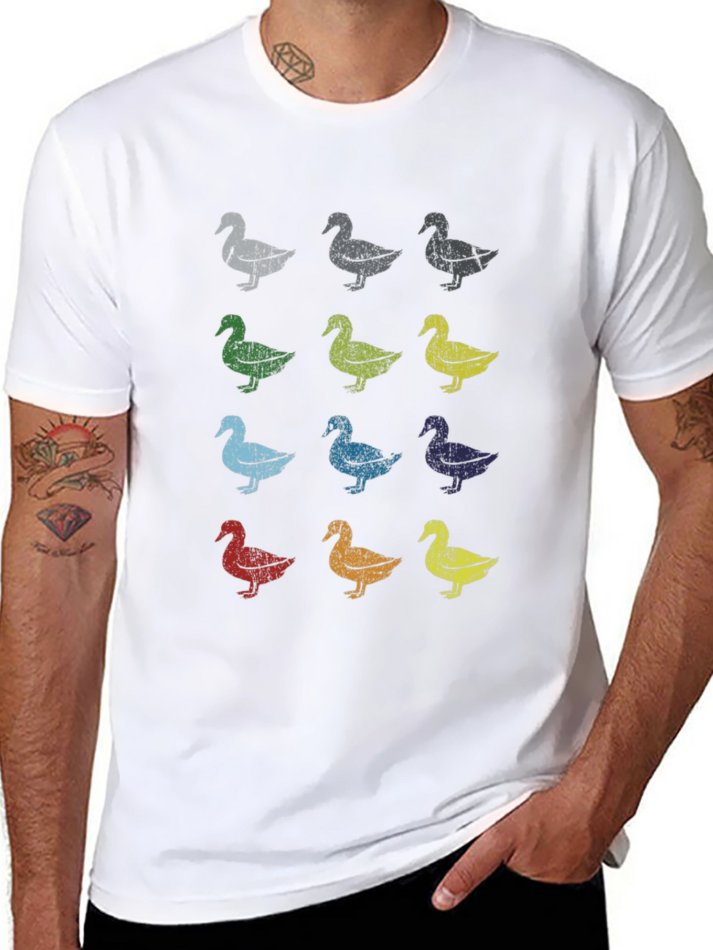 Retro Duck Pattern T-Shirt