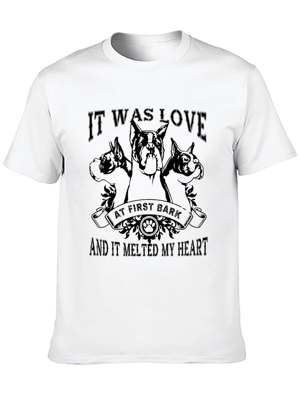 Love at First Bark Dog Graphic Tee - Black