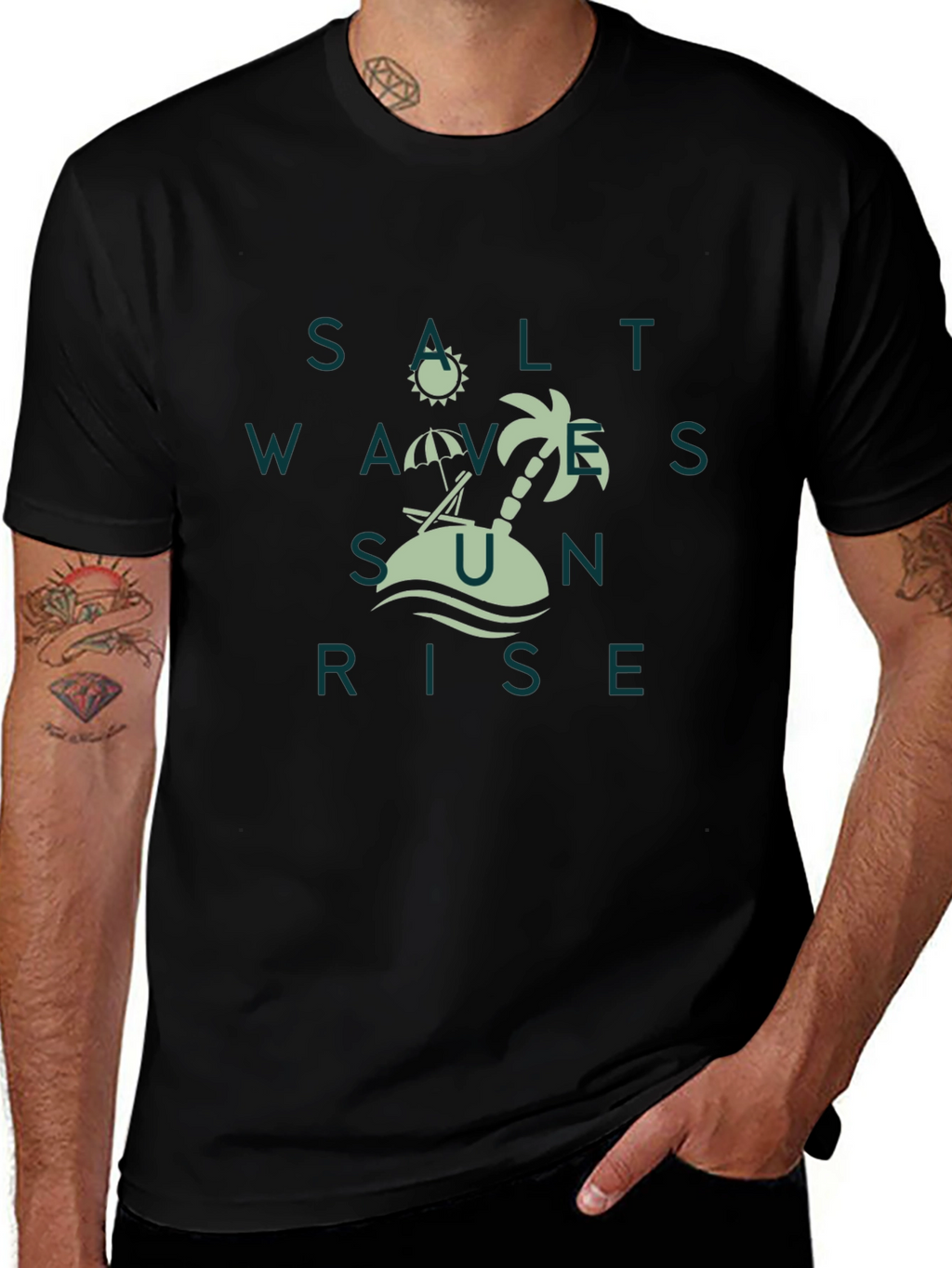 Salt Waves Sunrise Tee - Tropical Beach Design