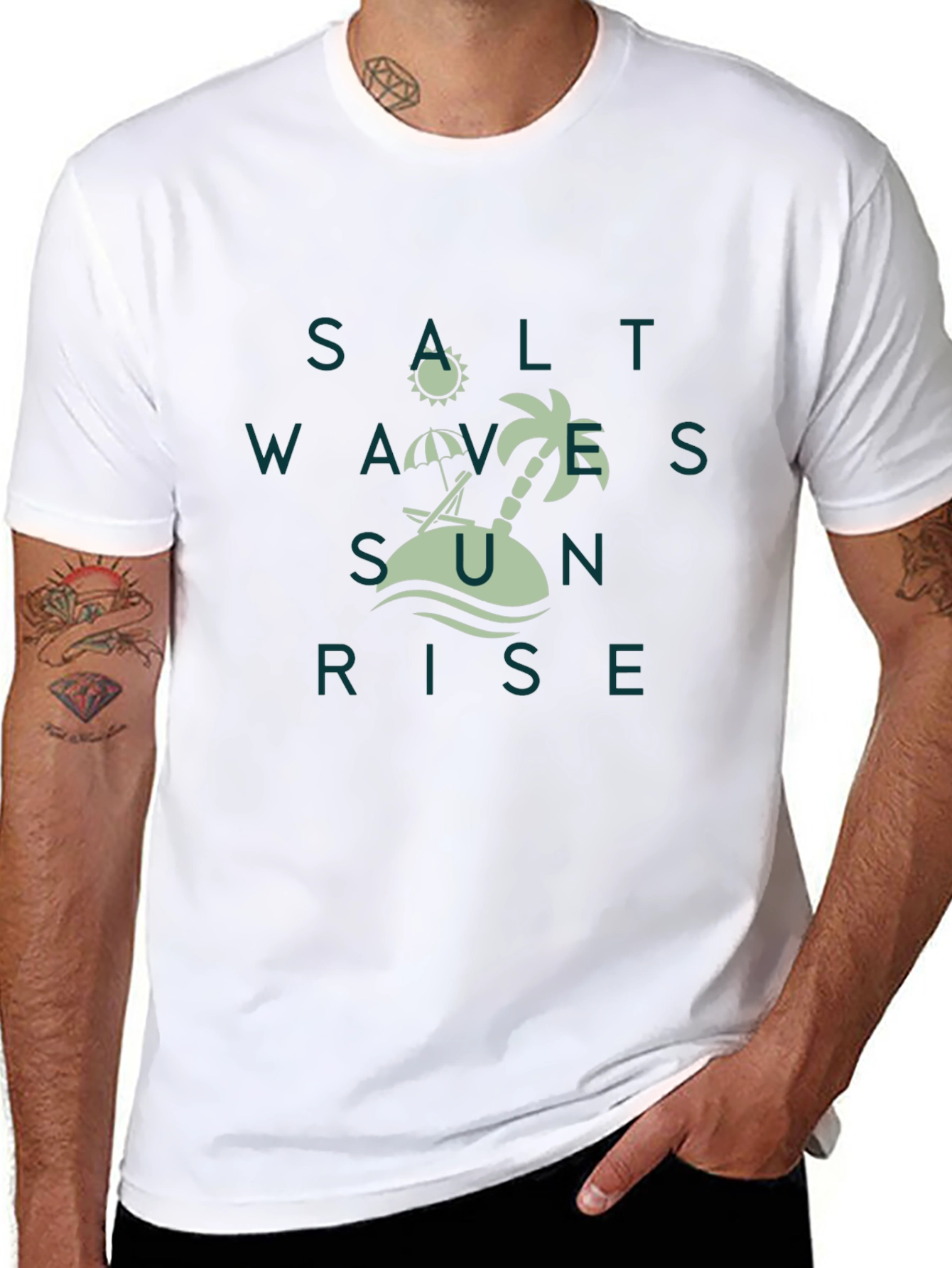 Salt Waves Sunrise Tee - Tropical Beach Design