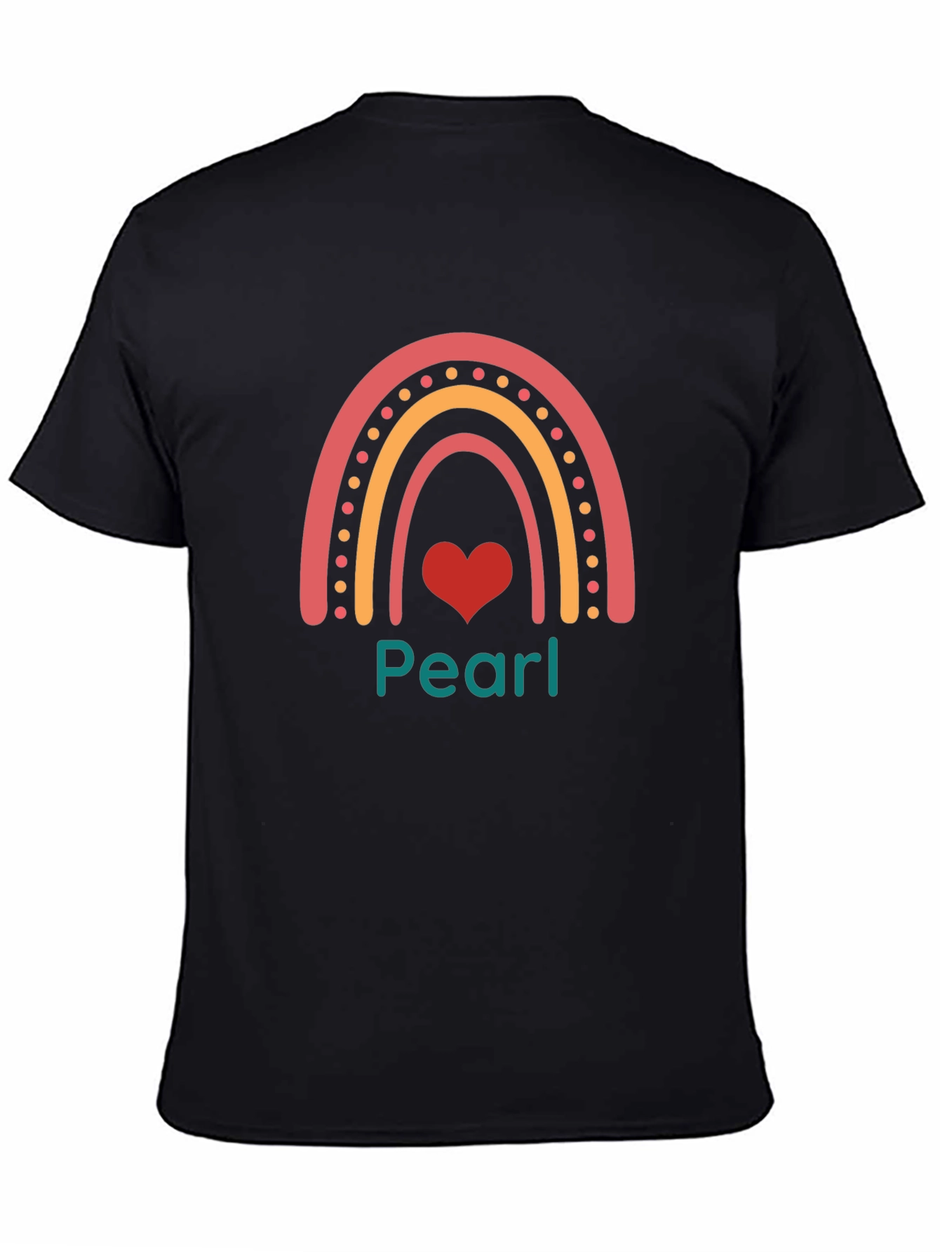 Pearl Rainbow Heart Black T-Shirt