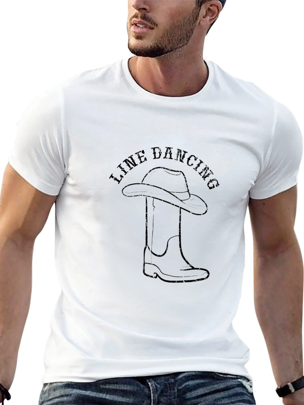 Line Dancing Cowboy Boot Black Graphic Tee