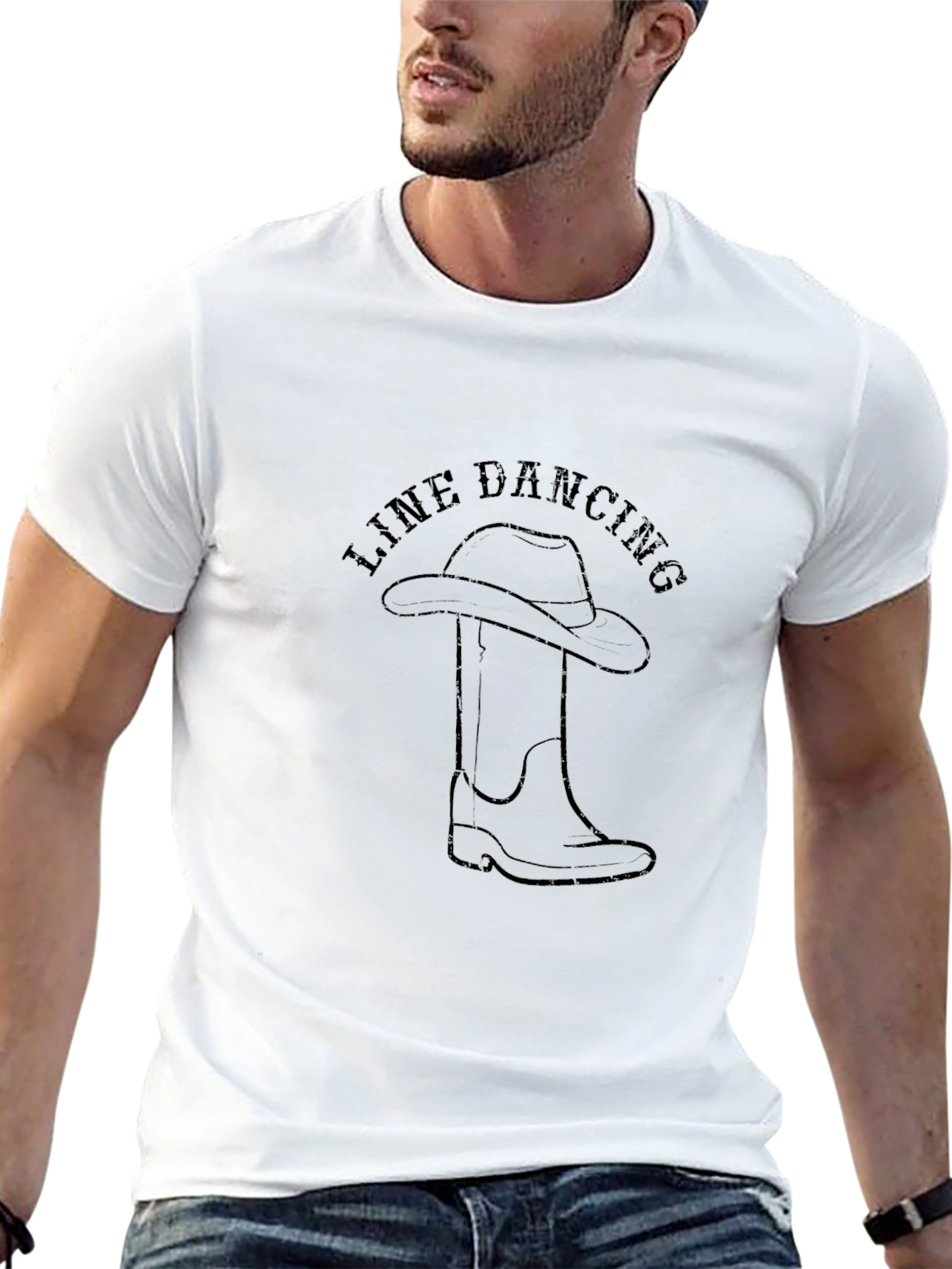 Line Dancing Cowboy Boot Black Graphic Tee