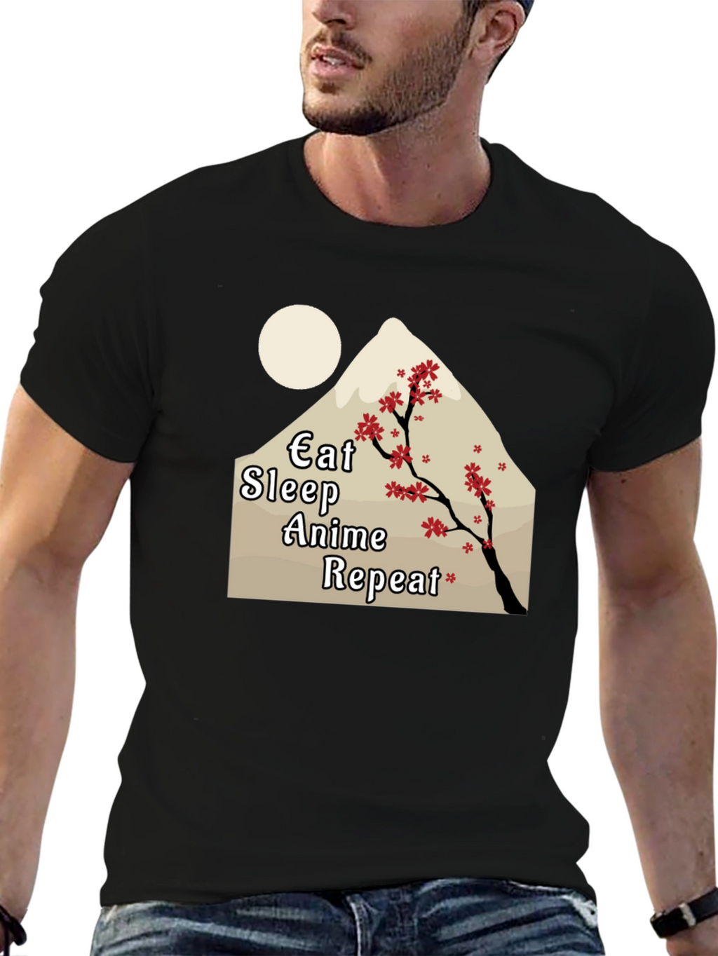 Eat Sleep Anime Repeat Black Tee
