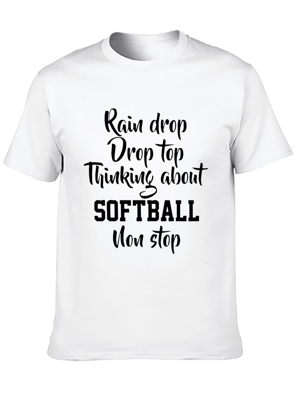 Rain Drop Softball Graphic Tee - Black Cotton T-Shirt