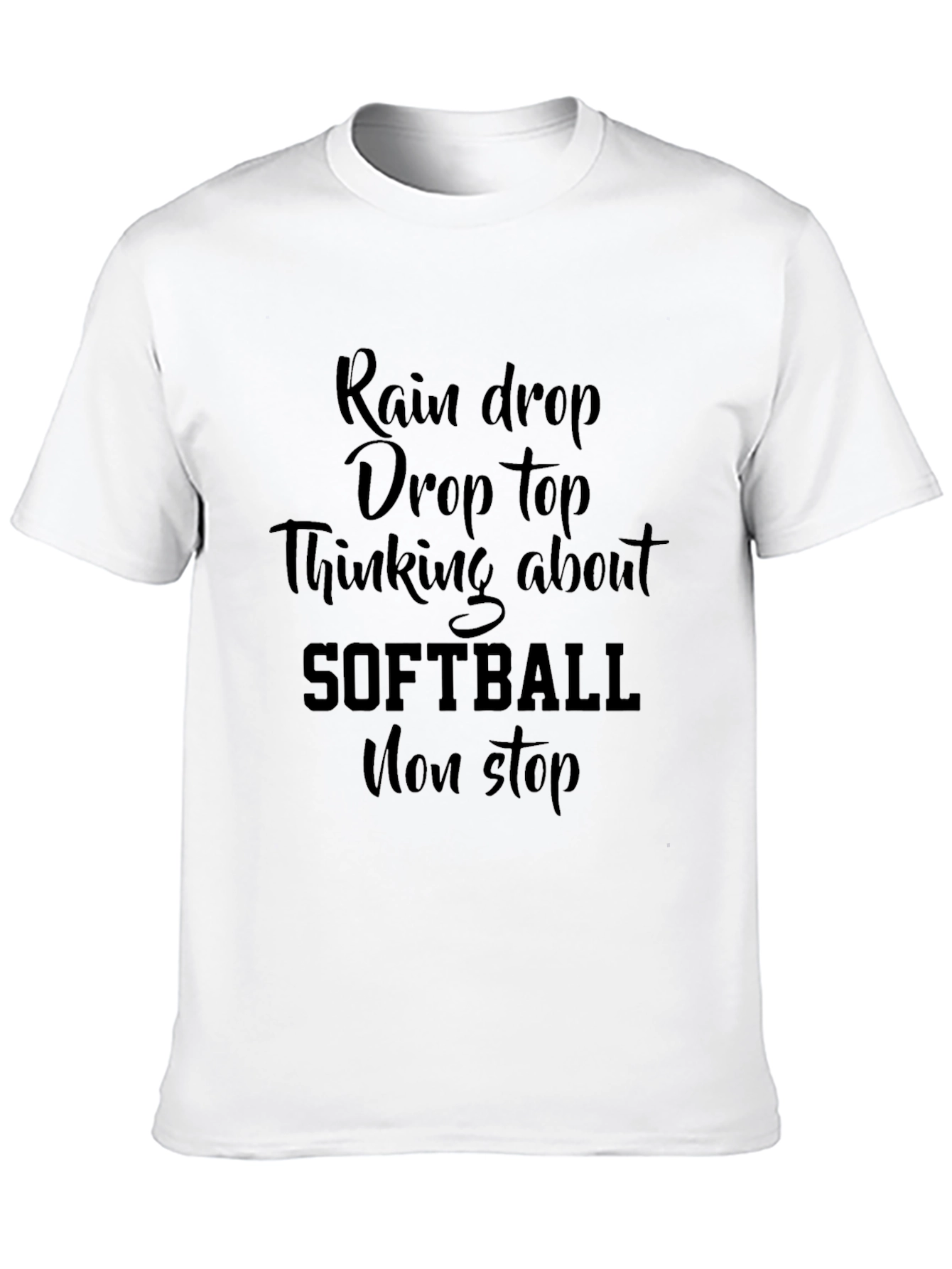 Rain Drop Softball Graphic Tee - Black Cotton T-Shirt