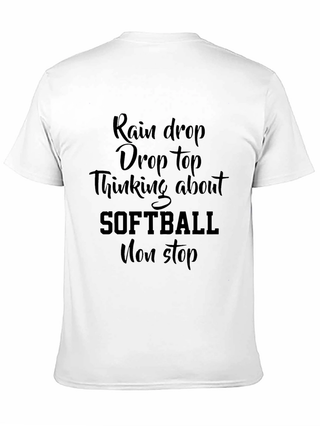 Rain Drop Softball Graphic Tee - Black Cotton T-Shirt