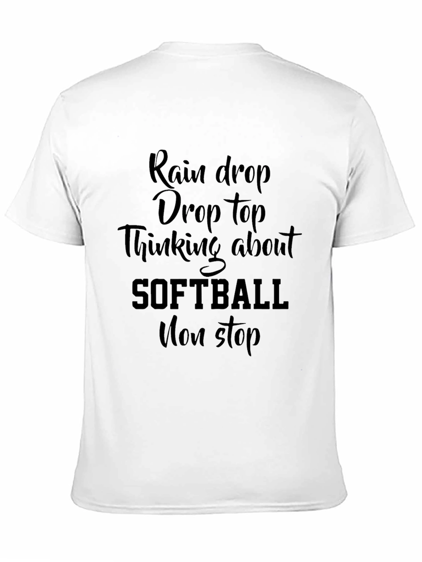 Rain Drop Softball Graphic Tee - Black Cotton T-Shirt