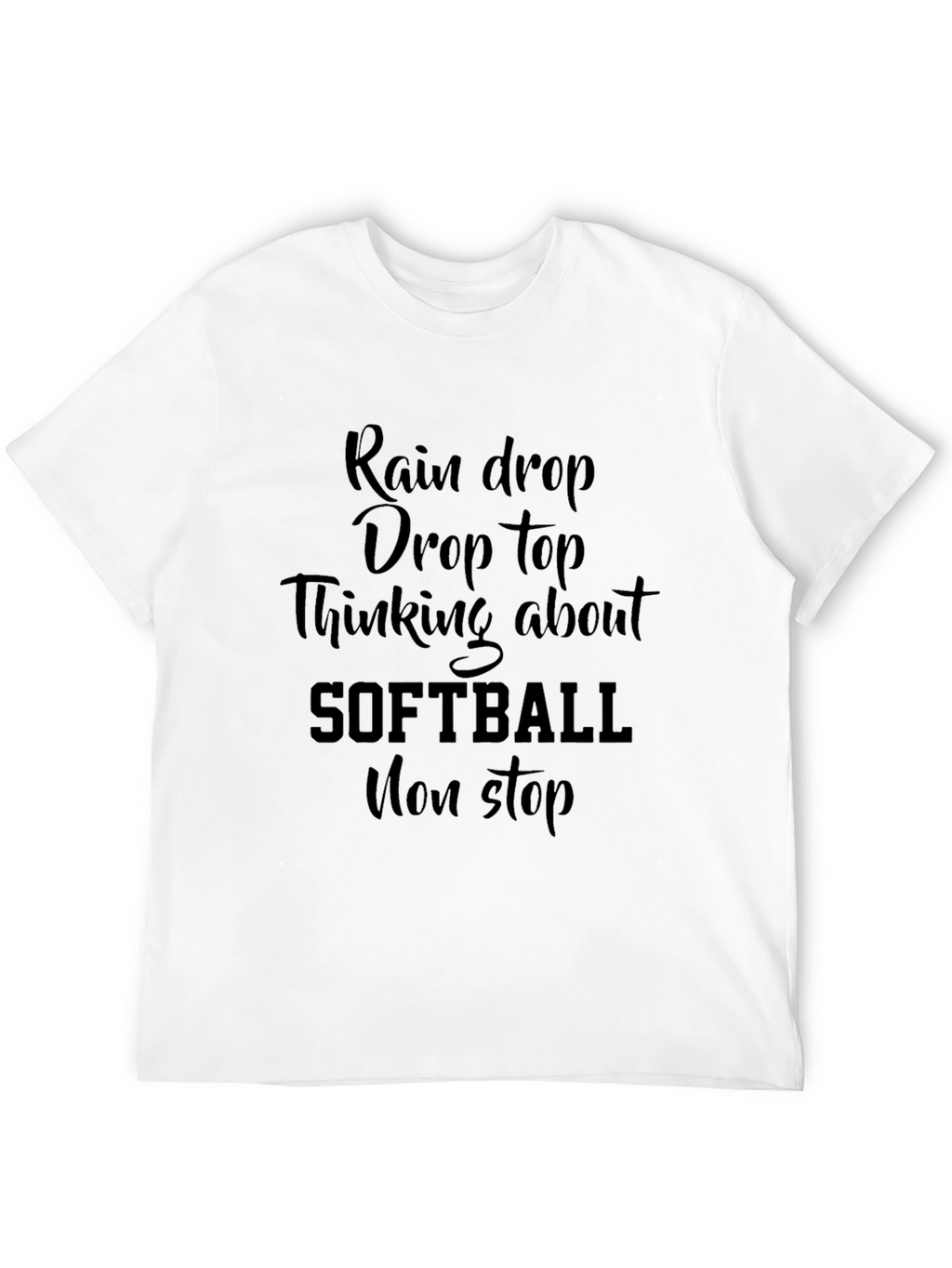 Rain Drop Softball Graphic Tee - Black Cotton T-Shirt