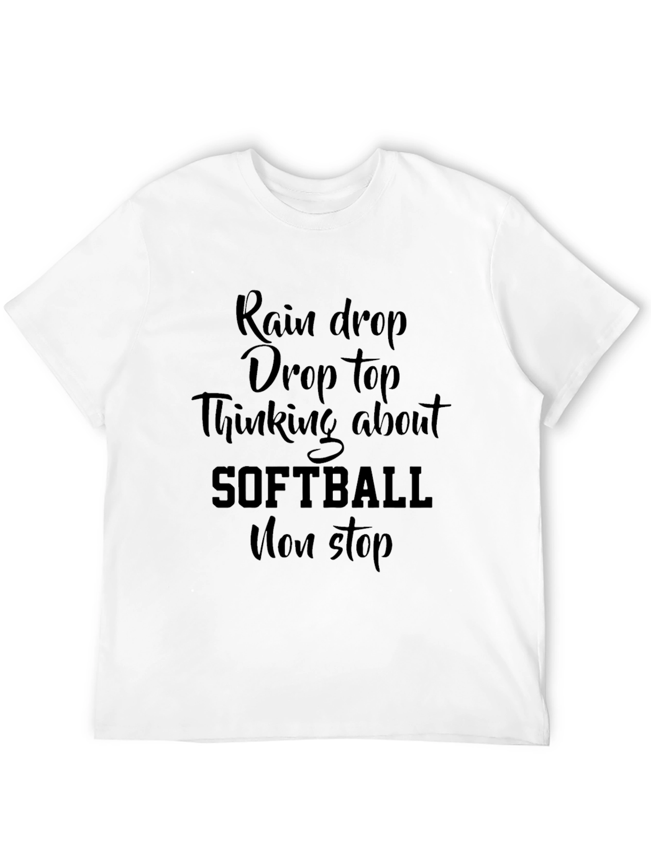 Rain Drop Softball Graphic Tee - Black Cotton T-Shirt