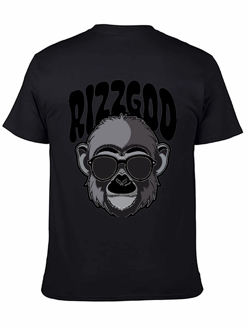 Rizzgod Monkey Graphic Black T-Shirt