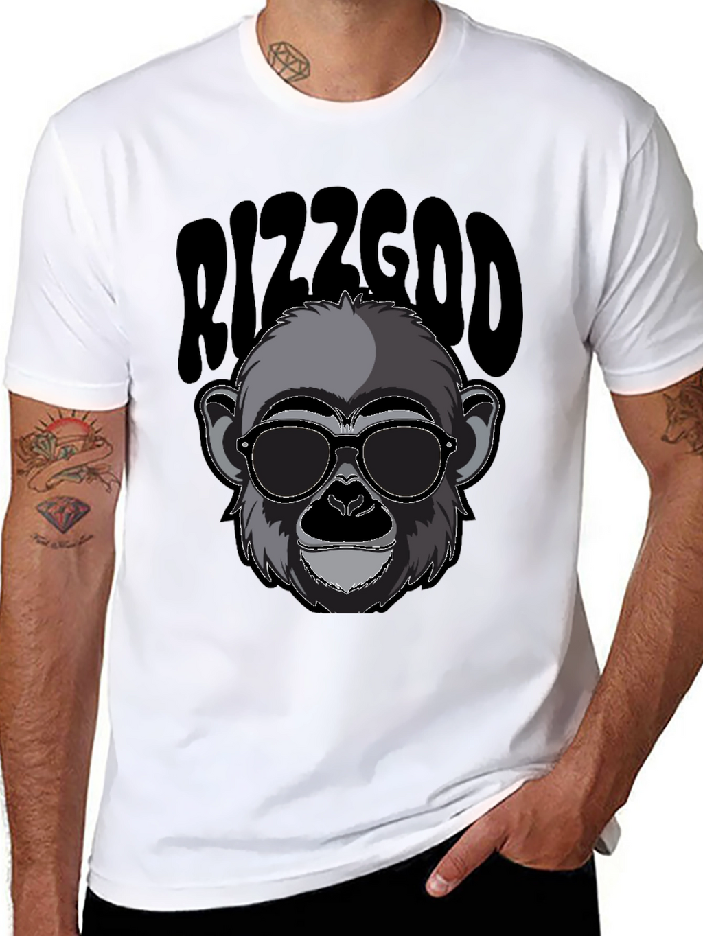 Rizzgod Monkey Graphic Black T-Shirt