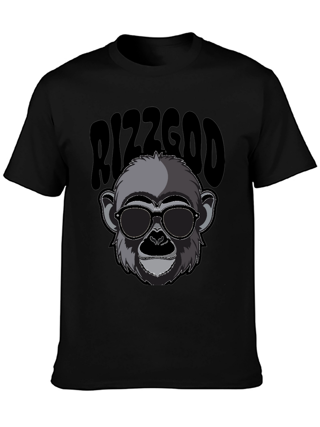 Rizzgod Monkey Graphic Black T-Shirt