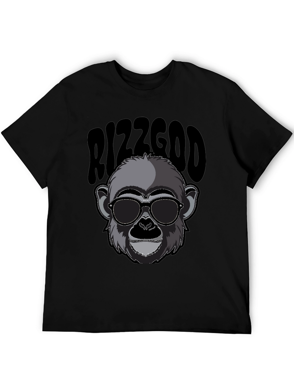 Rizzgod Monkey Graphic Black T-Shirt