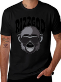 Rizzgod Monkey Graphic Black T-Shirt