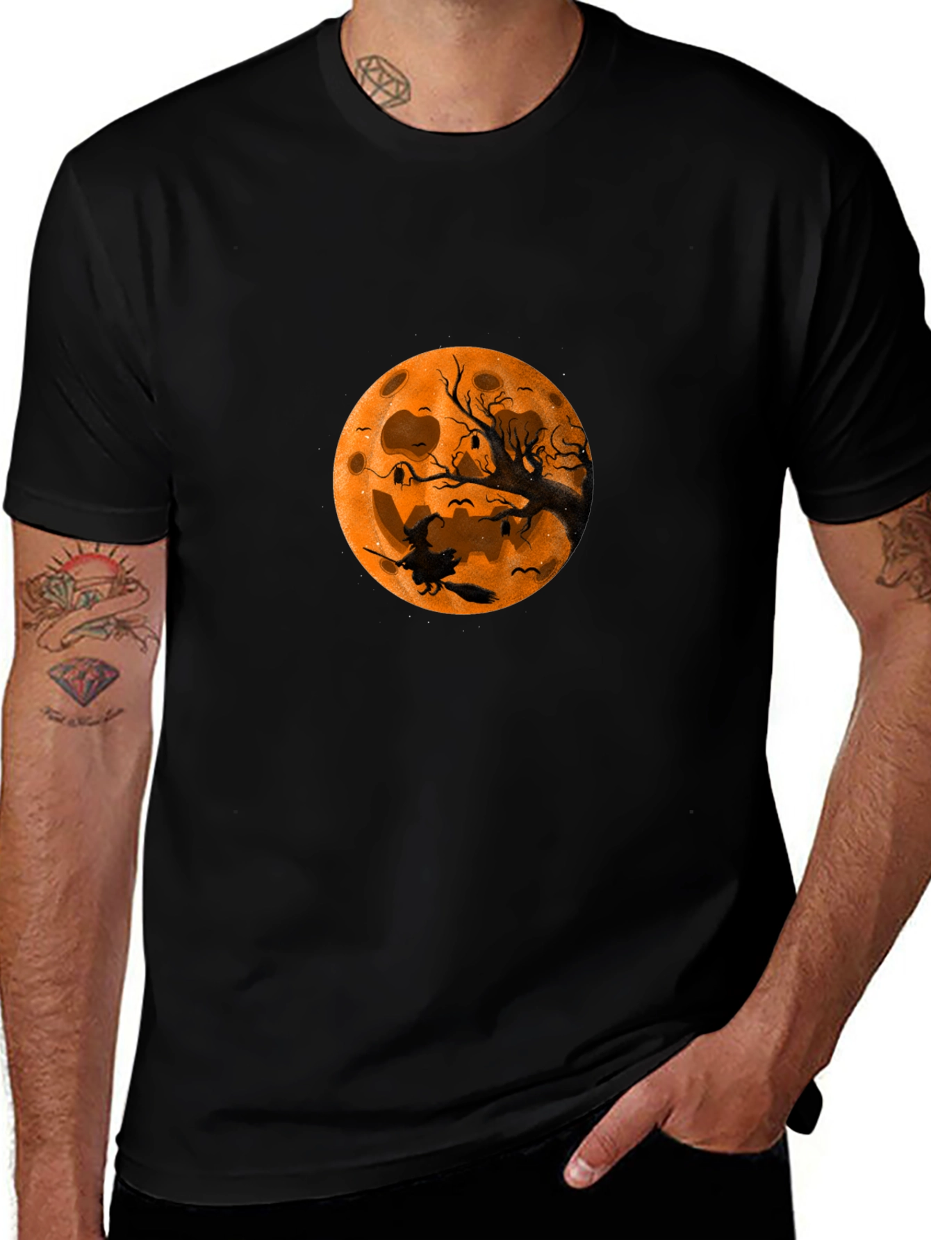 Halloween Witch Moon Black T-Shirt