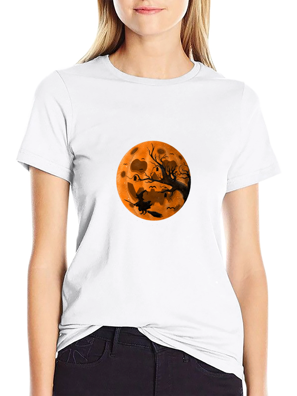 Halloween Witch Moon Black T-Shirt