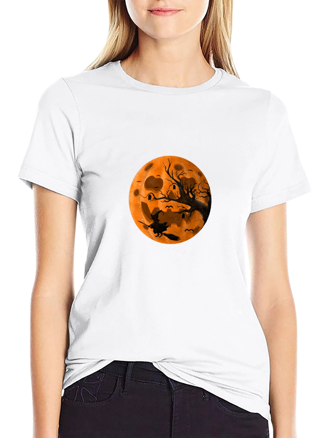 Halloween Witch Moon Black T-Shirt