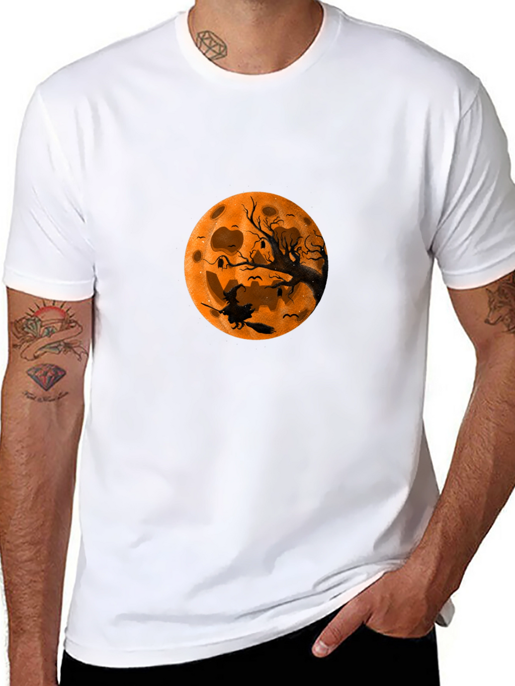 Halloween Witch Moon Black T-Shirt
