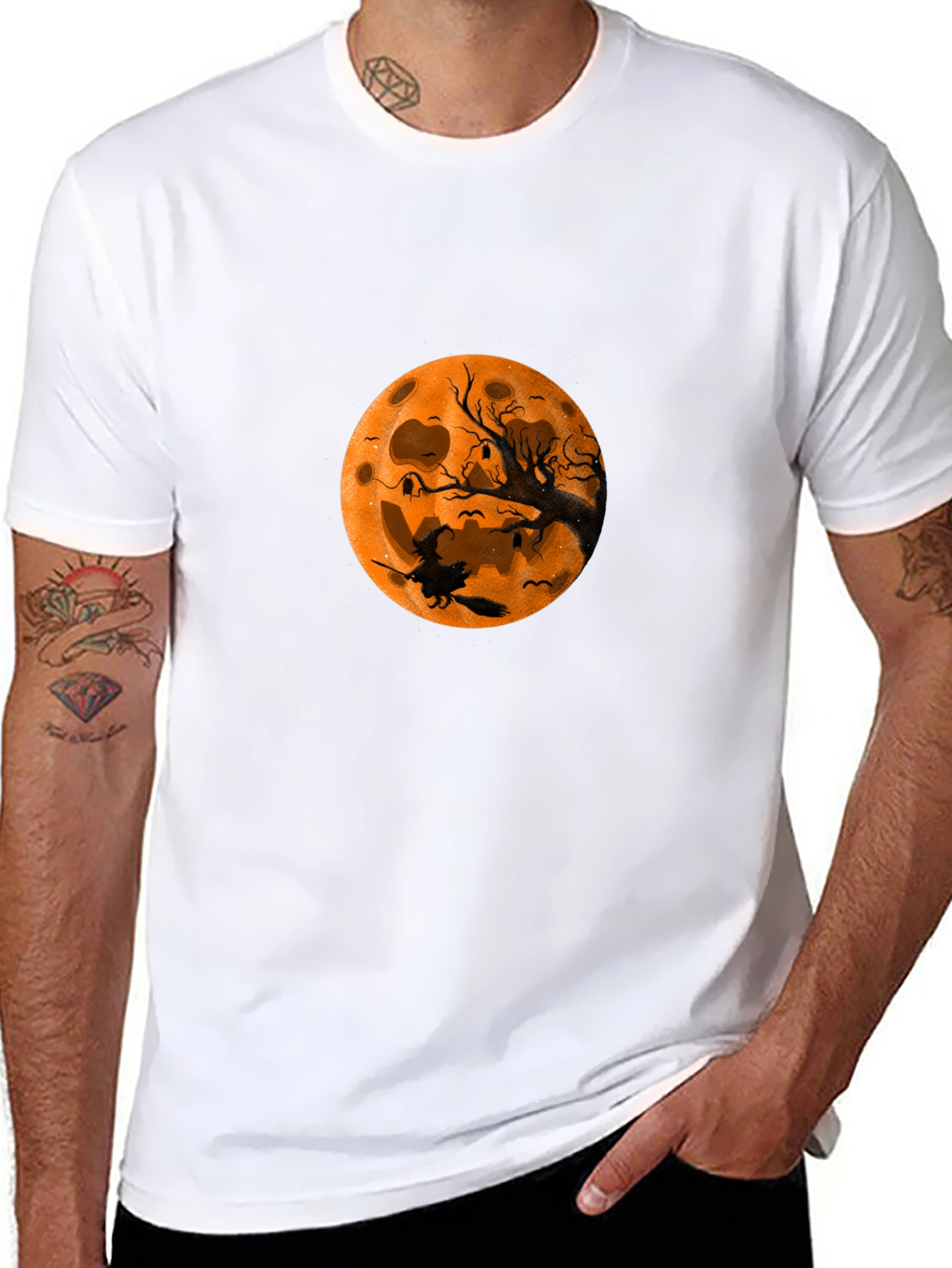Halloween Witch Moon Black T-Shirt