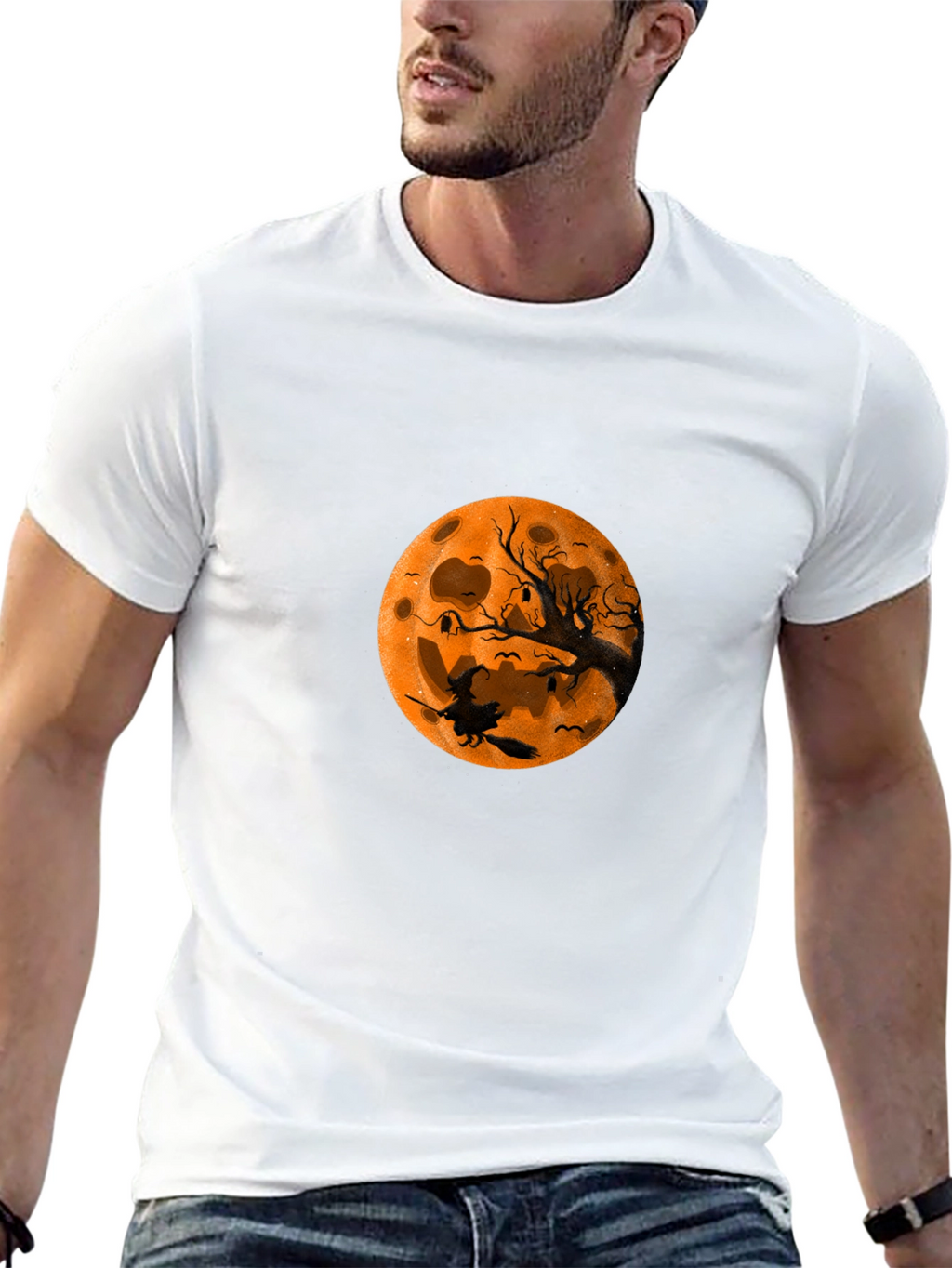 Halloween Witch Moon Black T-Shirt