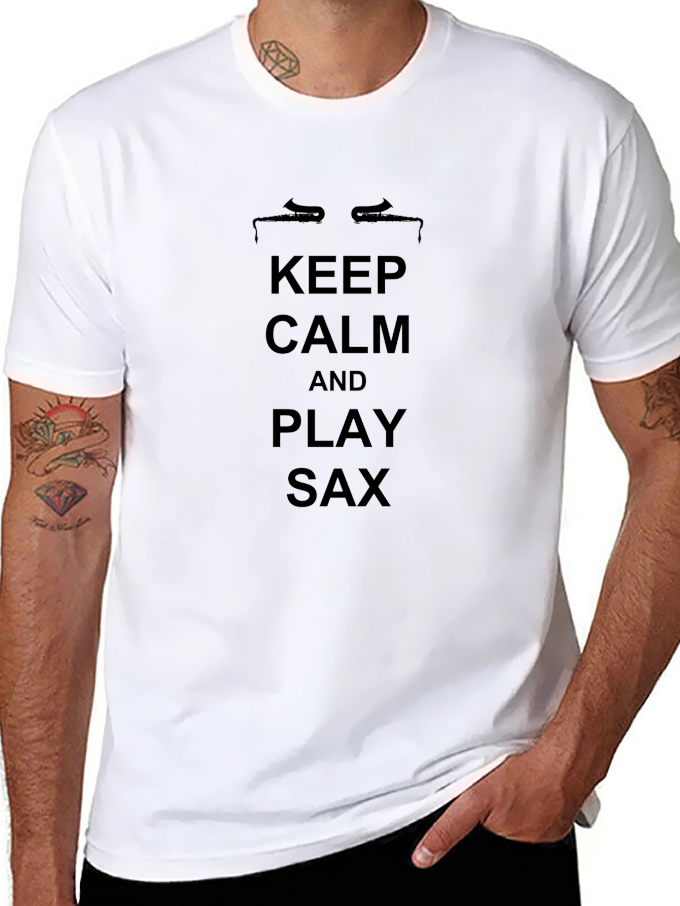 Keep Calm and Play Sax T-Shirt - Black