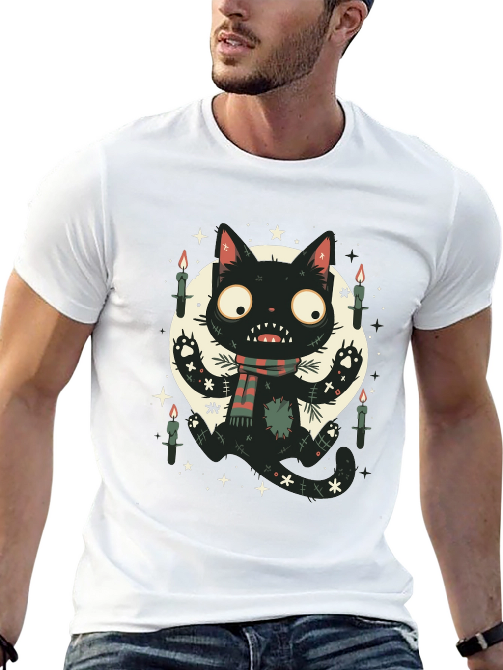 Spooky Black Cat Graphic Tee