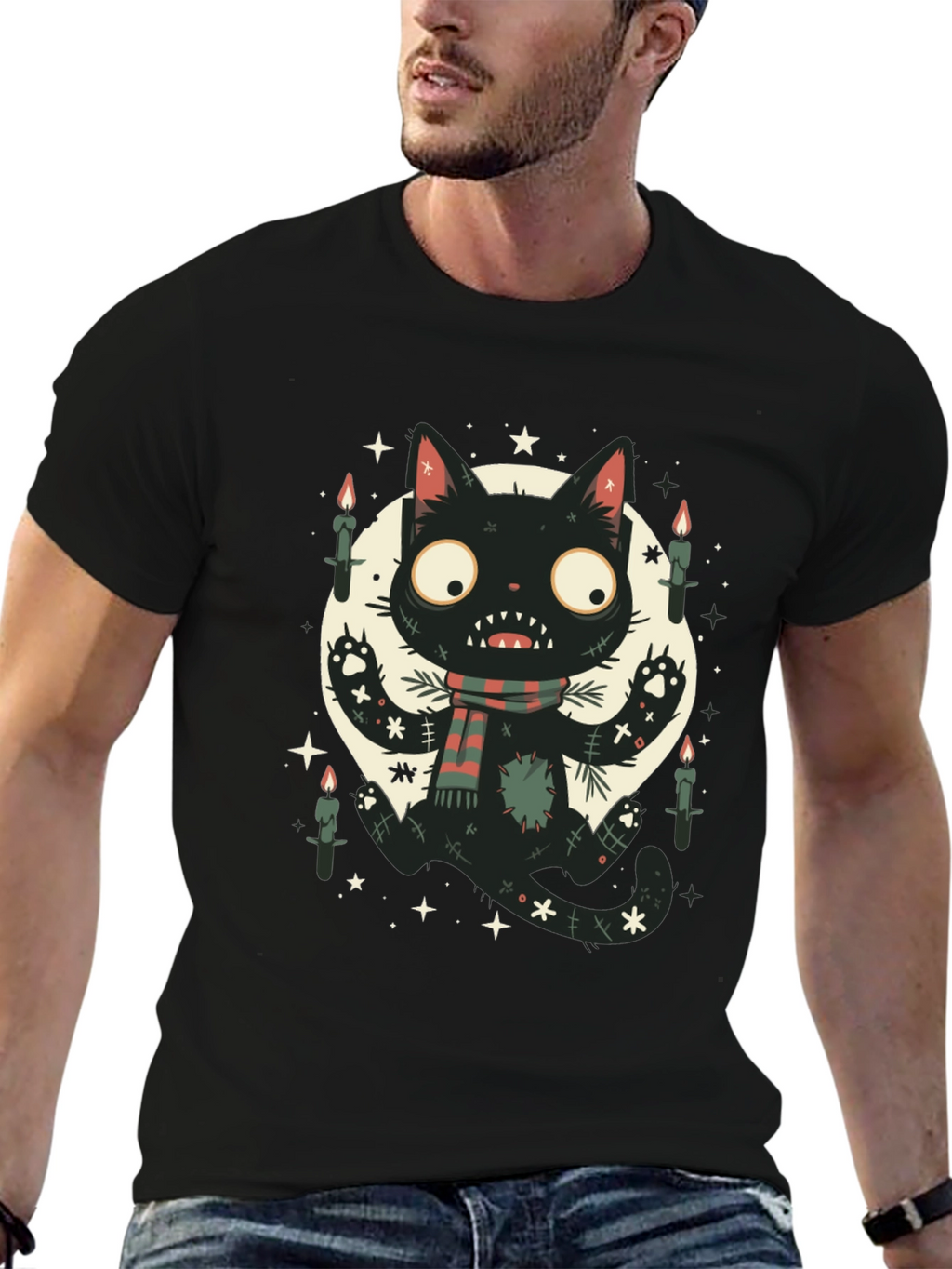 Spooky Black Cat Graphic Tee